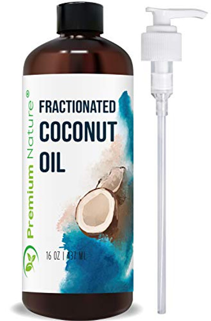 Fractionated Coconut Oil Massage Oil - Cold Pressed Pure MCT Oil for Essential Oils Mixing Dry Skin Moisturizer Natural Carrier Baby Oil for Face Hair  and  Body Therapeutic Aromatherapy Raw 16 oz