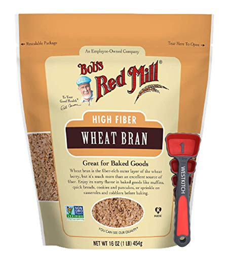 Bob's Red Mill Wheat Bran 16 Oz Bundle with Swivel Measuring Spoons by Westkitch