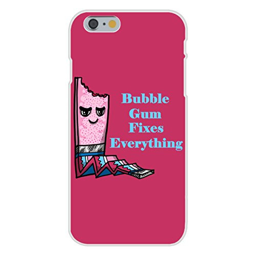 Apple iPhone 6plus (Plus) Custom Case White Plastic Snap On - Bubblegum Fixes Everything Food Humor Cartoon