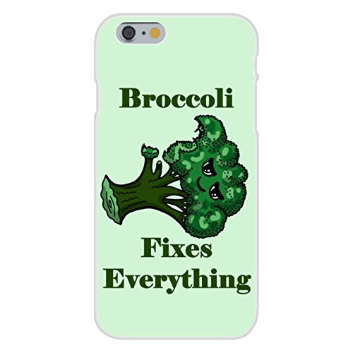 Apple iPhone 6plus (Plus) Custom Case White Plastic Snap On - Broccoli Fixes Everything Food Humor Cartoon