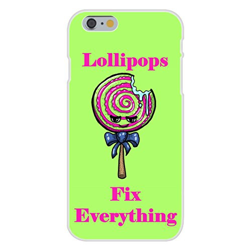 Apple iPhone 6plus (Plus) Custom Case White Plastic Snap On - Lollipops Fix Everything Food Humor Cartoon
