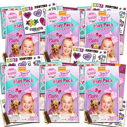 JoJo Siwa Party Favors Pack ~ Bundle of 6 JoJo Siwa Play Packs Filled with Stickers, Coloring Books, Crayons and More (JoJo Siwa Party Supplies)