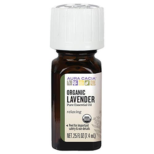 Aura Cacia 100percent Pure Lavender Essential Oil Certified Organic, GC/MS Tested for Purity 7.4 ml (0.25 fl. oz.) Lavandula angustifolia Aura Cacia 100percent Pure Lavender Essential Oil Certified Organic, GC/MS Tested for Purity 7.4 ml (0.25 fl. oz.) Lavandula angustifolia