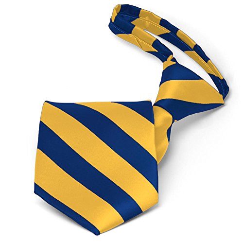 TieMart Striped Zipper Ties, 20 inch Length (Royal Blue and Golden Yellow)