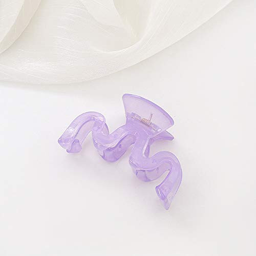 Korean Hair Grab Acrylic Hair Claws Wave Hair Clips Headwear Transparent Large Size Grab Clips Women Hair Accessories Ponytail Holder(B)