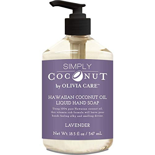 Liquid Hand Soap By Olivia Care - Lavender  and  Coconut. All Natural - Cleansing, Germ-Fighting, Moisturizing Hand Wash for Kitchen  and  Bathroom - Gentle, Mild  and  Natural Scented - 18.5 OZ