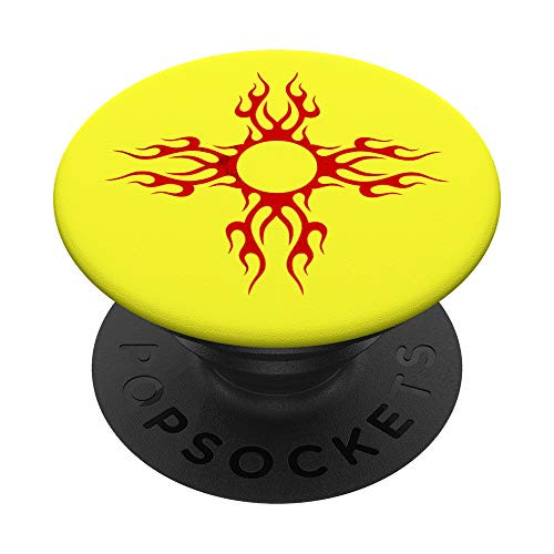 Zia Symbol Tribal Fire Southwest Flame Red and Yellow PopSockets Grip and Stand for Phones and Tablets