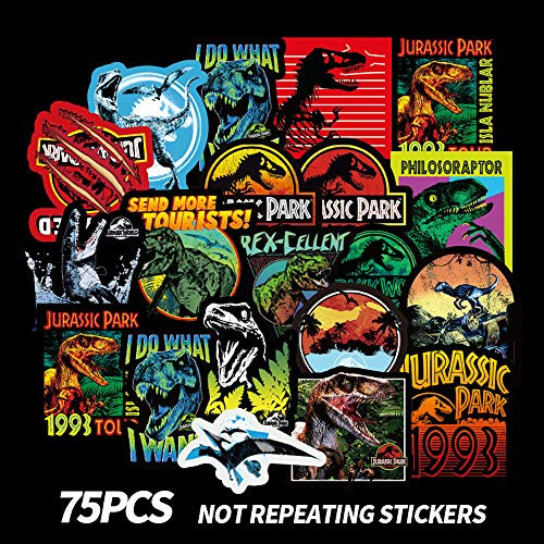 LINLANG Dinosaur Stickers Jurassic World Park Decals, Laptop Water Bottle Skateboard Phone Motorcycle Bicycle Luggage Guitar Bike Sticker Vinyl Waterproof Decal 75pcs Pack Dinosaur Party Supplies LINLANG Dinosaur Stickers Jurassic World Park Decals, Laptop Water Bottle Skateboard Phone Motorcycle Bicycle Luggage Guitar Bike Sticker Vinyl Waterproof Decal 75pcs Pack Dinosaur Party Supplies
