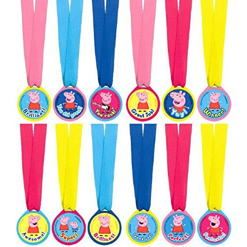 Amscan Peppa Pig Birthday Party Award Medals Favor, Multicolor, 13 (Value 24-Piece Pack)