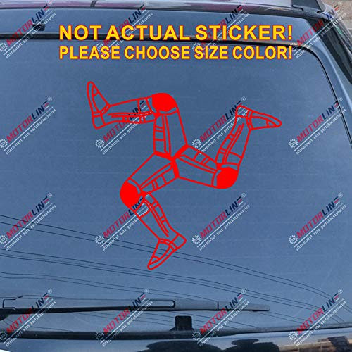 3S MOTORLINE Isle of Man Mann Decal Sticker Triskelion UK British Car Vinyl Pick Size Color die Cut no bkgrd (red, 6'' (15.2cm))