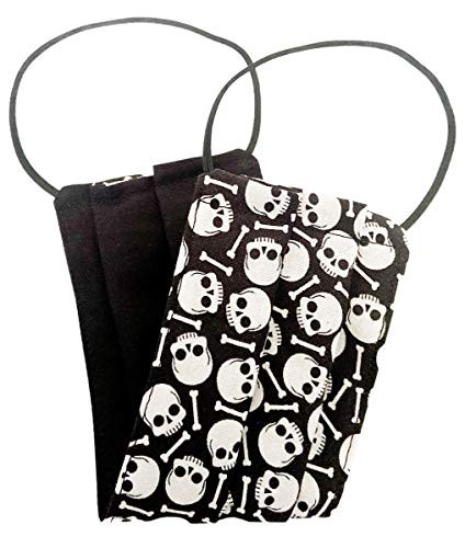 Black White Skull Gothic Cotton Allergy Double Sided Reversible Washable Dust Face Mask - Adult Female Size
