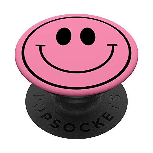 Smiley Face Emoticon Emoji Pink Happy Smile Trendy Girls PopSockets PopGrip: Swappable Grip for Phones  and  Tablets