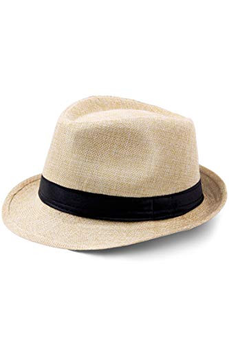 BABEYOND 1920s Panama Fedora Hat Cap for Men Gatsby Hat for Men 1920s Mens Gatsby Costume Accessories (Beige, Polyester)