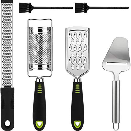 Cheese Grater, Coarse  and  6PCS Garlic, Lemon, Zester- Razor Sharp Blade- Stainless Steel Zester for Kitchen