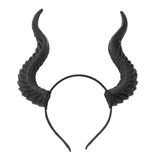 ILOVEMASKS Black Gothic Maleficent Devil Horns Headband Animal Antler Horns, Women Halloween Costume Headdress Headpiece Devil Dragon Horns Animal Maleficent Headband