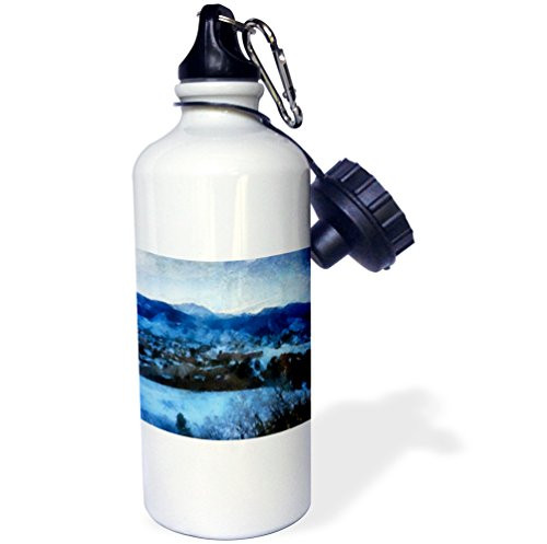 3dRose wb_38669_1"Colorado Mountains Pikes Peak Sunset" Sports Water Bottle, 21 oz, White