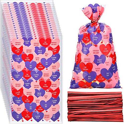 100 Pieces Valentine Cellophane Bags Valentine Heart Treat Favor Bags Red Heart Cookie Goodie Candy Bags with Twist Ties for Valentine's Day Wedding Birthday Party Favor Supplies 100 Pieces Valentine Cellophane Bags Valentine Heart Treat Favor Bags Red Heart Cookie Goodie Candy Bags with Twist Ties for Valentine's Day Wedding Birthday Party Favor Supplies