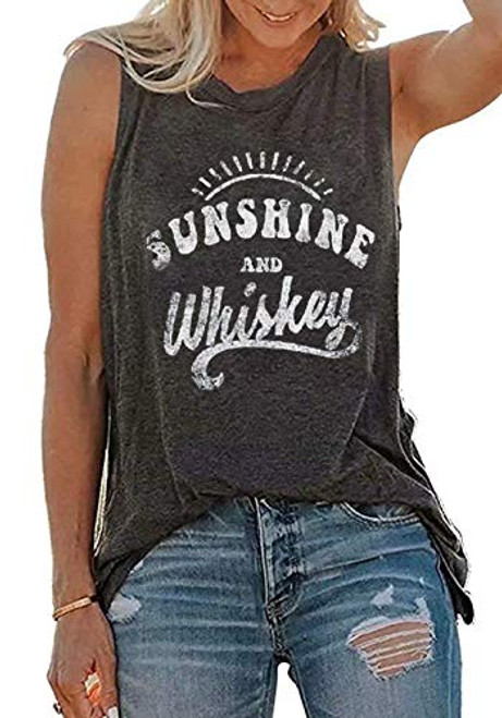 Umsuhu Sunshine and Wishkey Tank Tops for Women Sunshine Graphic Sleeveless Tank Tops Tee Shirts Medium Grey-B Umsuhu Sunshine and Wishkey Tank Tops for Women Sunshine Graphic Sleeveless Tank Tops Tee Shirts Medium Grey-B