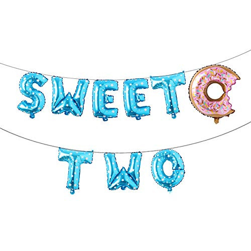 16 inch Two Sweet Balloons Donut,2nd Birthday Party,Baby Shower Birthday Party Decoration Sweet Two Balloon Letters Donut Party Supplies (Sweet Two Blue Star) 16 inch Two Sweet Balloons Donut,2nd Birthday Party,Baby Shower Birthday Party Decoration Sweet Two Balloon Letters Donut Party Supplies (Sweet Two Blue Star)