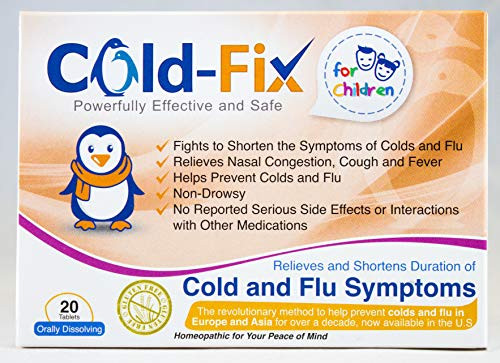 Cold-Fix for Children - Temporarily relieves and Shortens The Duration of Cold and Flu Symptoms by Supporting The Body's Natural Immune System - 20 Count Tablets