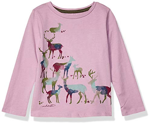 Carhartt Baby Girls Long Sleeve Graphic Tee T-Shirt, Watercolor Deer (Lavender herb), 3 Months
