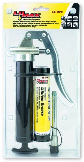 Lumax LX-1172 Black Mini-Pistol Grip Grease Gun with 3 oz. Cartridge. Compact and Lightweight Grease Gun. The Pistol Grip Makes it Easy for One-Hand Operation.