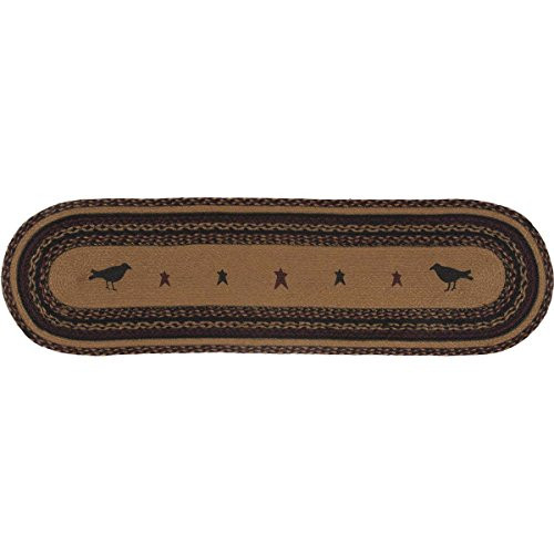VHC Brands 37903 Primitive Tabletop & Kitchen - Heritage Farms Tan Crow Oval Jute Runner 13x48 Mustard Yellow VHC Brands 37903 Primitive Tabletop & Kitchen - Heritage Farms Tan Crow Oval Jute Runner 13x48 Mustard Yellow