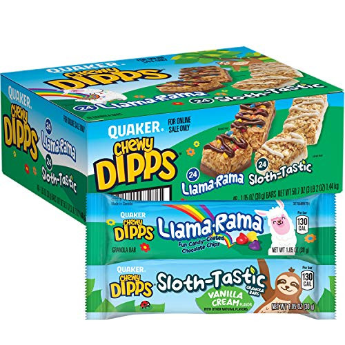 Quaker Chewy Dipps Granola Bars Variety Pack, Llama Rama Sloth Tastic, 48 Count Quaker Chewy Dipps Granola Bars Variety Pack, Llama Rama Sloth Tastic, 48 Count