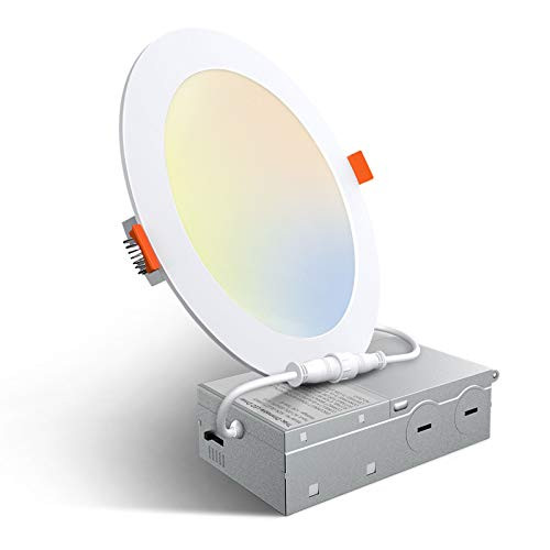 Amico 1 Pack 6 Inch 5CCT Ultra-Thin LED Recessed Ceiling Light with Junction Box, 2700K-5000K Selectable, 12W Eqv 110W, Dimmable Can-Killer Downlight, 1050LM High Brightness - ETL and Energy Star Amico 1 Pack 6 Inch 5CCT Ultra-Thin LED Recessed Ceiling Light with Junction Box, 2700K-5000K Selectable, 12W Eqv 110W, Dimmable Can-Killer Downlight, 1050LM High Brightness - ETL and Energy Star