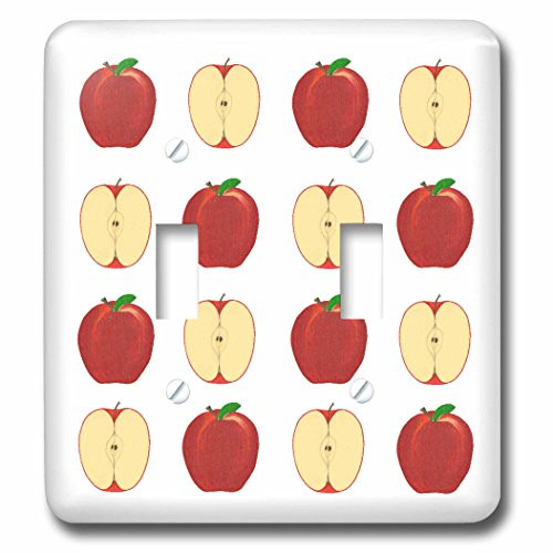 3dRose LLC lsp_77668_2 Painting of A Red Apple and A Sliced Repeated in A Pattern Double Toggle Switch
