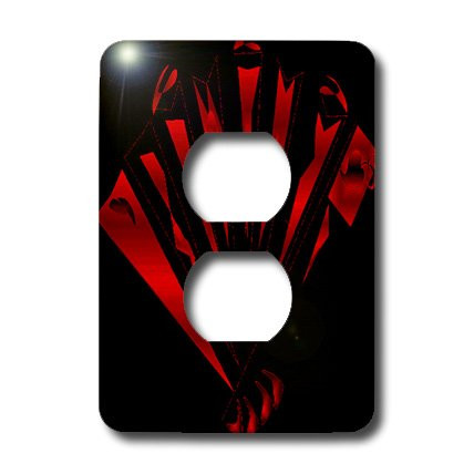 3dRose lsp_6882_6"Red Fan" 2 Plug Outlet Cover Multicolor