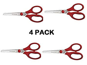 SchoolWorks 5 Inch Squishgrip Blunt-tip Kids Scissors, Assorted Colors (153520-1002) 4 Pack