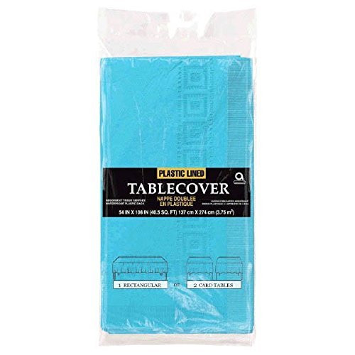 Amscan 57115.54 3-Ply Paper Blue Table Cover 54" x 108"