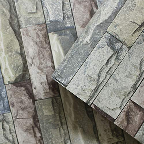 Stone Wallpaper Peel  and  Stick Wallpaper Stacked Cyan Slate Brick Stone Vinyl Wallpaper Self-Adhesive Wallpaper for Wall Decor Film Roll