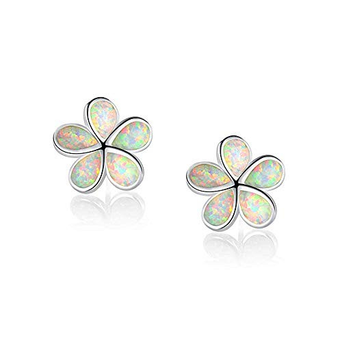 CiNily Flower Stud Earrings,White Opal Stud Earrings 14K White Gold Plated Hypoallergenic Flower Earrings Jewelry Gift for mom,Girls,Women