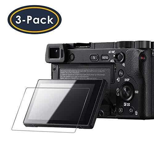 Glass Screen Protector Compatible Sony Alpha A6000 A6400 A5000 A6300 NEX-7 NEX-3N NEX-5 NEX-6L, QIBOX 3-Pack Tempered Glass Anti-Scratch Anti-Fingerprint Ultra-Clear Cover(NOT Compatible a6500/a5100)