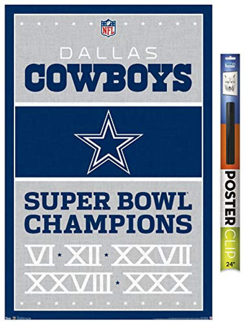Trends International NFL Dallas Cowboys - Champions 13 Wall Poster, 22.375 inch x 34 inch, Poster  and  Clip Bundle