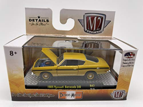 M2 Machines by M2 Collectible Detroit-Muscle 1969 Plymouth Barracuda 340 1:64 Scale R47 19-15 Yellow/Black Details Like NO Other 1 of 6880 M2 Machines by M2 Collectible Detroit-Muscle 1969 Plymouth Barracuda 340 1:64 Scale R47 19-15 Yellow/Black Details Like NO Other 1 of 6880
