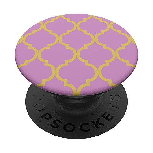 Arabesque Pattern Yellow  and  Lavender Pink AEW276 PopSockets PopGrip: Swappable Grip for Phones  and  Tablets