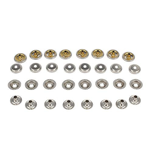 HKOO 80 Pieces Snap Fasteners Copper Boat Marine Canvas Upholstery Snaps Cap - Socket - Stud - Eyelet All Four Parts,15mm Cap