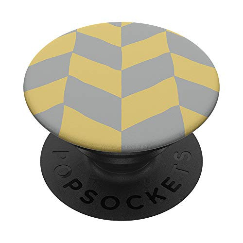 Chevron Pattern Pastel Beige Gray  and  Yellow AEW557 PopSockets PopGrip: Swappable Grip for Phones  and  Tablets