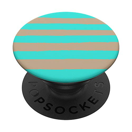 Modern Stripes Beige  and  Teal Mint AEW592 PopSockets PopGrip: Swappable Grip for Phones  and  Tablets