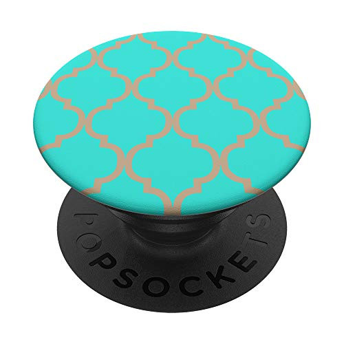 Arabesque Pattern Beige  and  Teal Mint AEW260 PopSockets PopGrip: Swappable Grip for Phones  and  Tablets