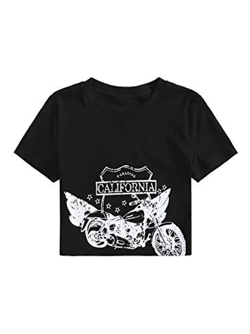 SOLY HUX Women's Letter Graphic Print Short Sleeve Tee Casual T Shirt Crop Top Black Motorcycle M SOLY HUX Women's Letter Graphic Print Short Sleeve Tee Casual T Shirt Crop Top Black Motorcycle M