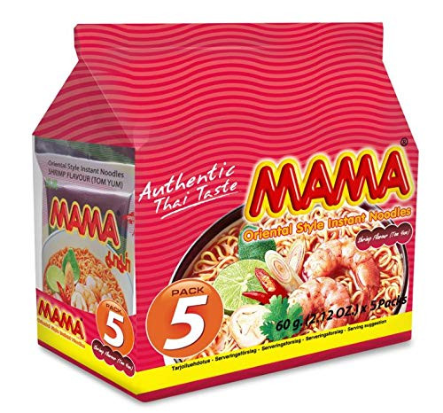 MAMA Noodles Shrimp Tom Yum Family Pack Instant Spicy Noodles, Hot And Spicy Noodles with Shrimp Tom Yum Soup Base, No Trans Fat with Fewer Calories (Shrimp Tom Yum Flavor, 5 Pack) MAMA Noodles Shrimp Tom Yum Family Pack Instant Spicy Noodles, Hot And Spicy Noodles with Shrimp Tom Yum Soup Base, No Trans Fat with Fewer Calories (Shrimp Tom Yum Flavor, 5 Pack)