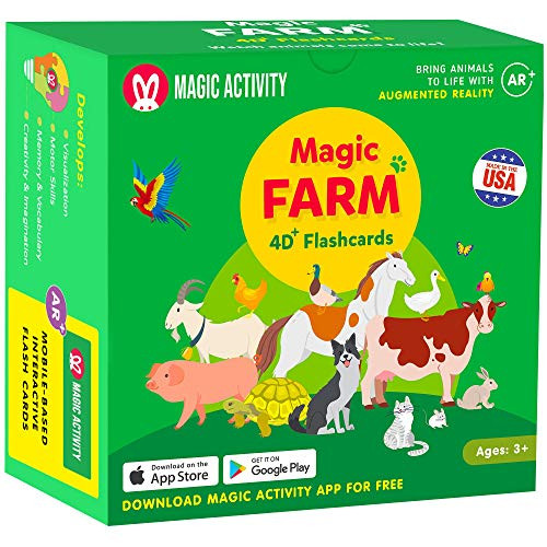 Magic Farm  4D Flash Cards for Kids: Animals Come Alive (See Them Walk, Talk, Run  and  Eat) with Augmented Reality - 26 Interactive Learning Flashcards (AR App Included)