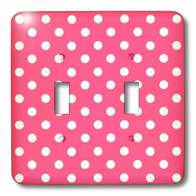 3dRose LLC lsp_20403_2 Pink and White Polka Dot Print Double Toggle Switch