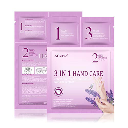 3 Pairs Lavender 3 In 1 Hands Moisturizing Gloves, Hand Care Mask, Repair Rough Remove Dead Skin, for Dry, Aging, Cracked Hands