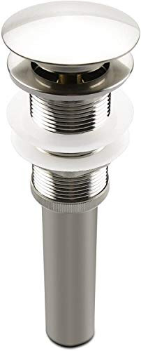 HOROW Brushed Nickel Pop Up Sink Drain without Overflow, Bathroom Faucet Vessel Sink Drain Stopper