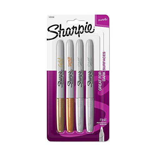 Sharpie Metallic Permanent Markers, Fine Point, Assorted Metallic, 4 Count